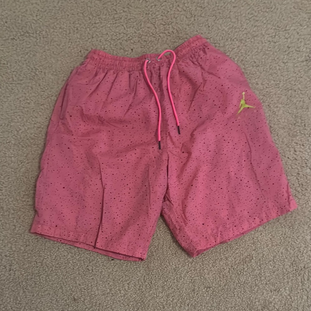 Jordan Pink Speckled Shorts with Neon Logo